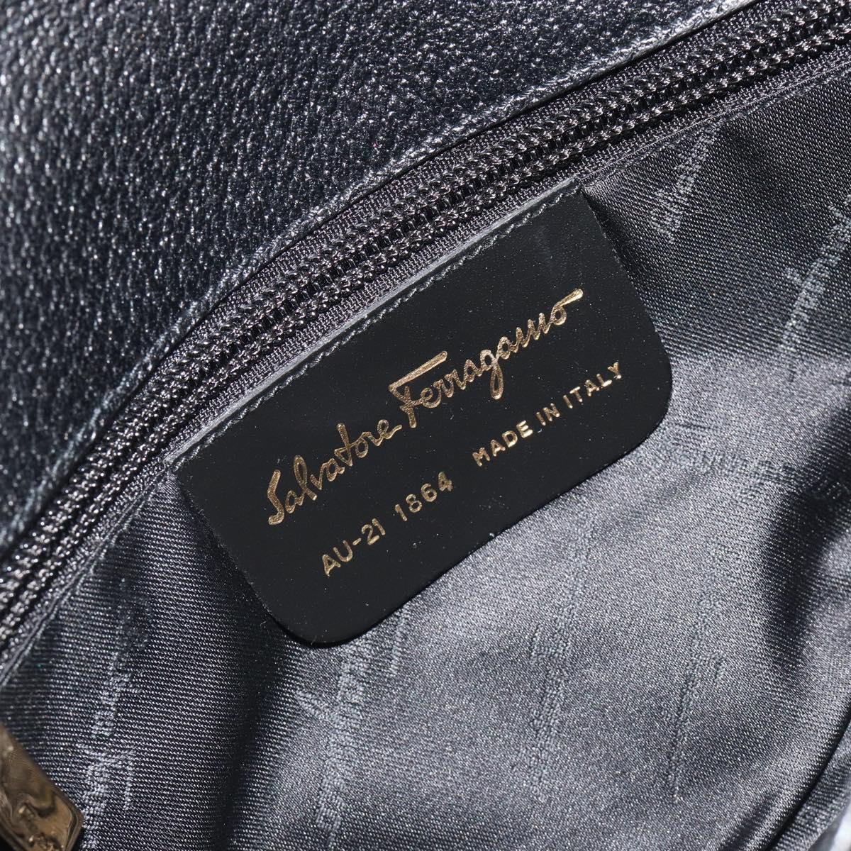 Salvatore Ferragamo Shoulder Bag Canvas Black Gold Auth BA13524V