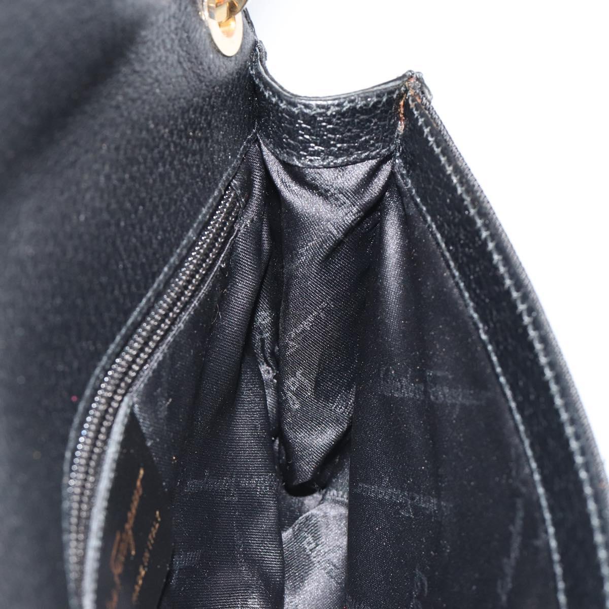 Salvatore Ferragamo Shoulder Bag Canvas Black Gold Auth BA13524V