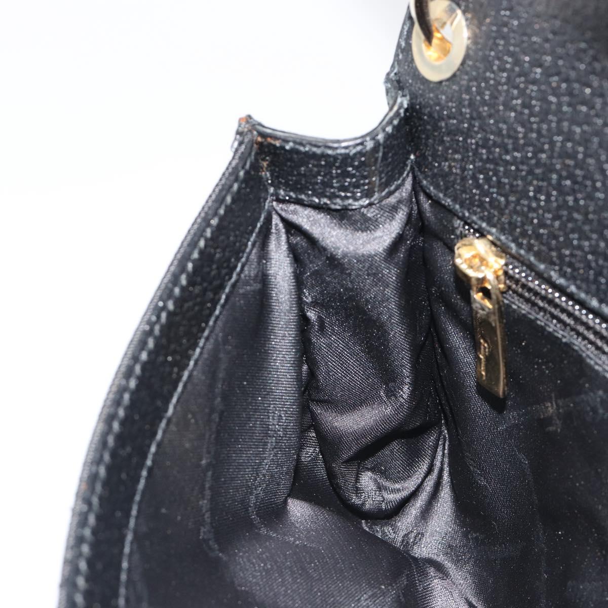 Salvatore Ferragamo Shoulder Bag Canvas Black Gold Auth BA13524V