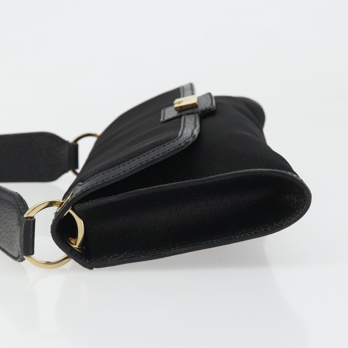 Salvatore Ferragamo Shoulder Bag Canvas Black Gold Auth BA13524V