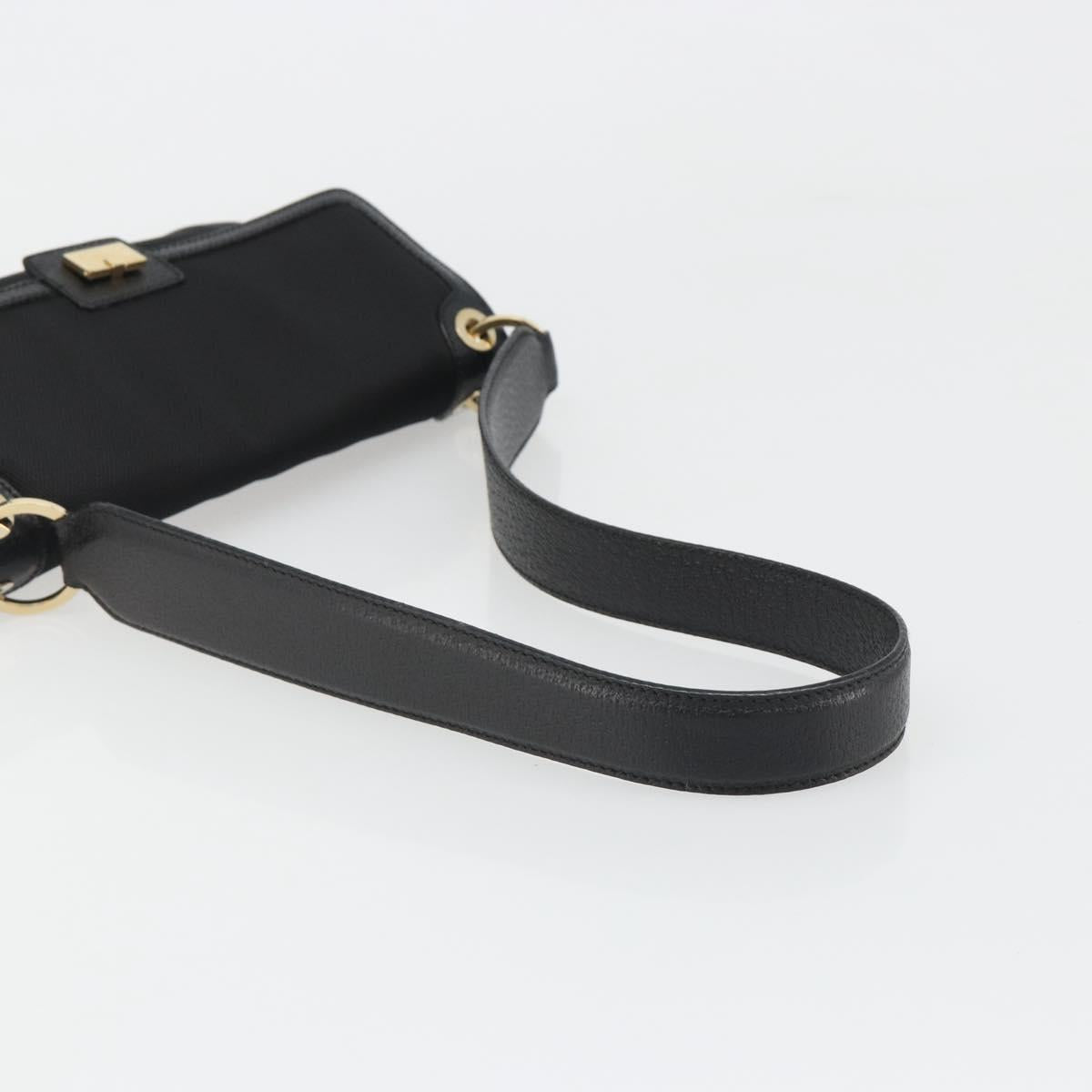 Salvatore Ferragamo Shoulder Bag Canvas Black Gold Auth BA13524V