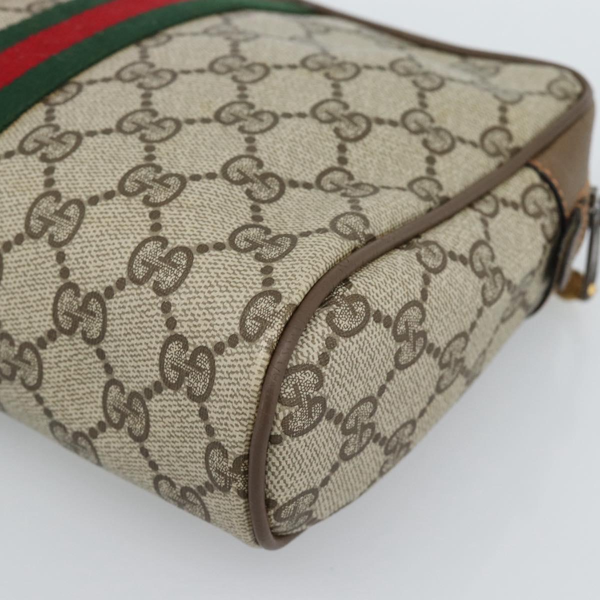 GUCCI GG Supreme Web Sherry Line Bag PVC Beige Gold 89 02 055 Auth BA13525