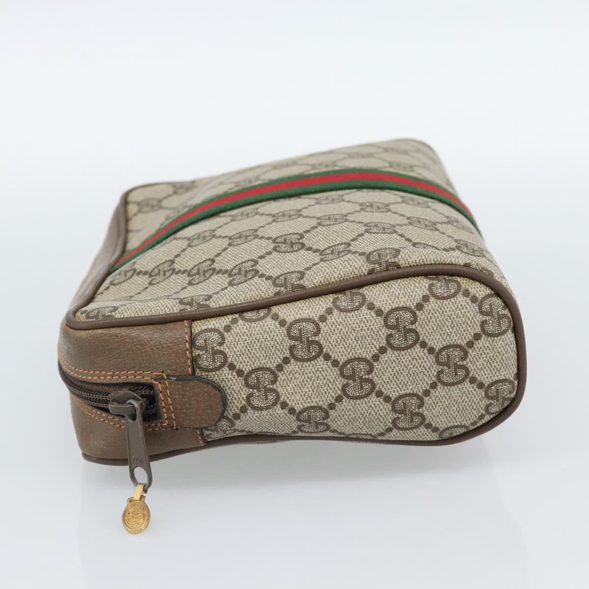 GUCCI GG Supreme Web Sherry Line Bag PVC Beige Gold 89 02 055 Auth BA13525