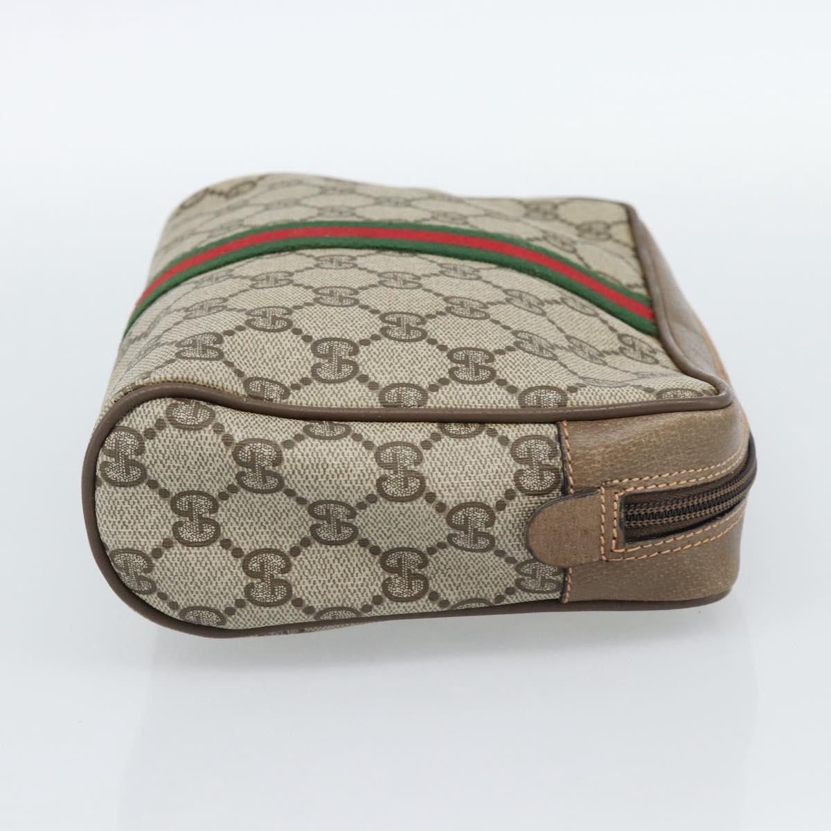 GUCCI GG Supreme Web Sherry Line Bag PVC Beige Gold 89 02 055 Auth BA13525