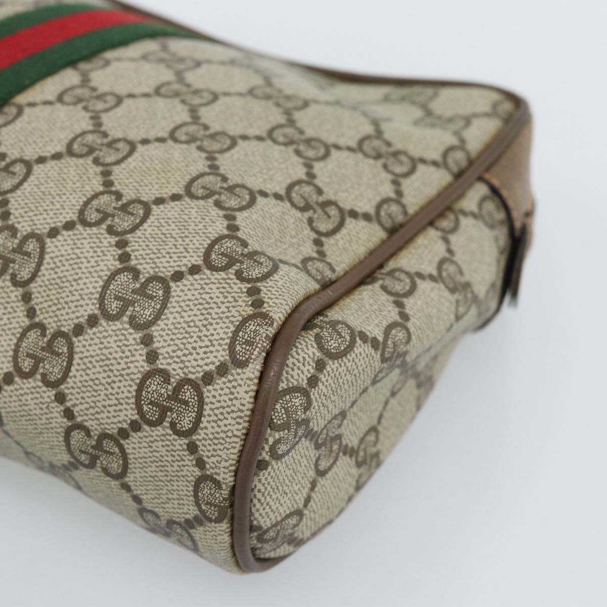 GUCCI GG Supreme Web Sherry Line Bag PVC Beige Gold 89 02 055 Auth BA13525