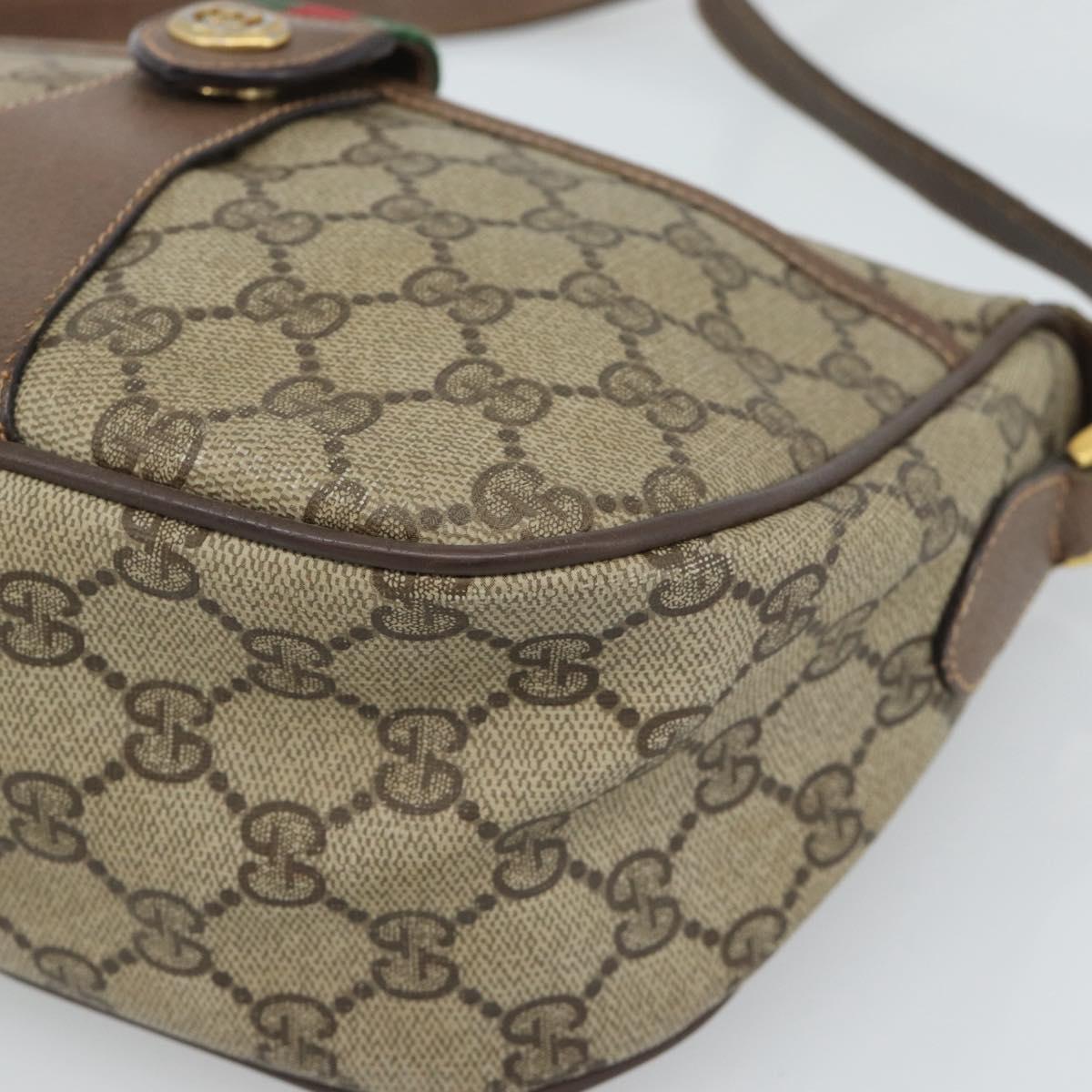 GUCCI GG Supreme Web Sherry Line Bag PVC Beige Gold 89 02 032 Auth BA13526