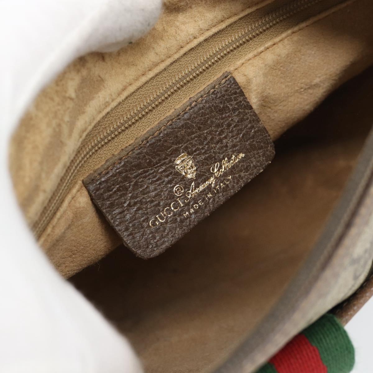 GUCCI GG Supreme Web Sherry Line Bag PVC Beige Gold 89 02 032 Auth BA13526