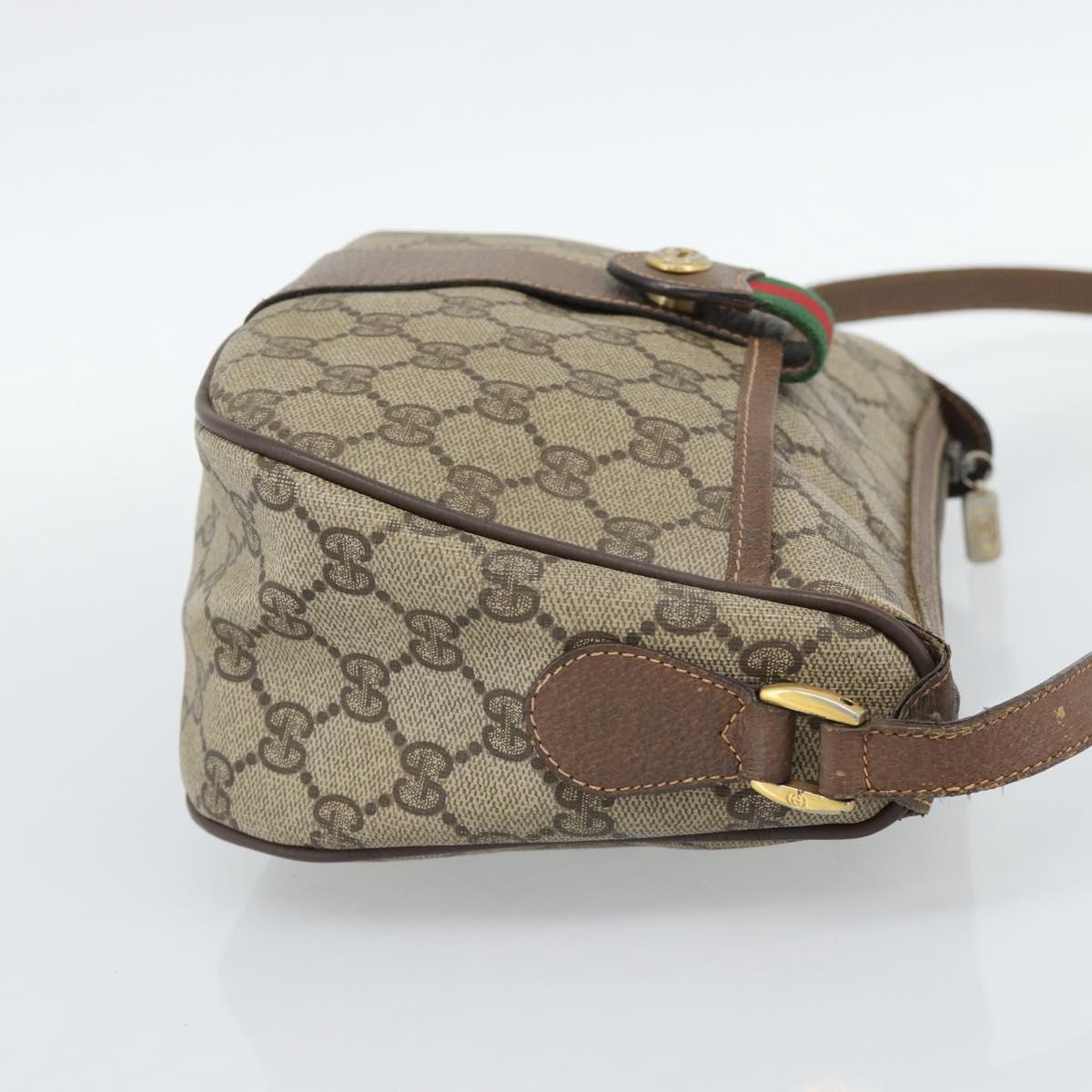 GUCCI GG Supreme Web Sherry Line Bag PVC Beige Gold 89 02 032 Auth BA13526