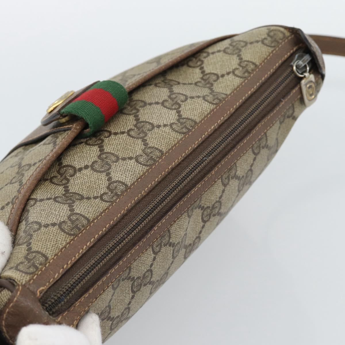 GUCCI GG Supreme Web Sherry Line Bag PVC Beige Gold 89 02 032 Auth BA13526