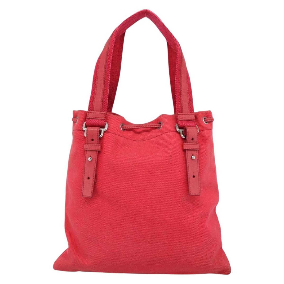 SAINT LAURENT Tote Bag Canvas Pink Silver Auth BA13528A