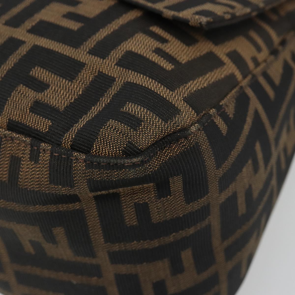 FENDI Zucca Canvas Mamma Baguette Shoulder Bag Black Brown Auth BA13529V
