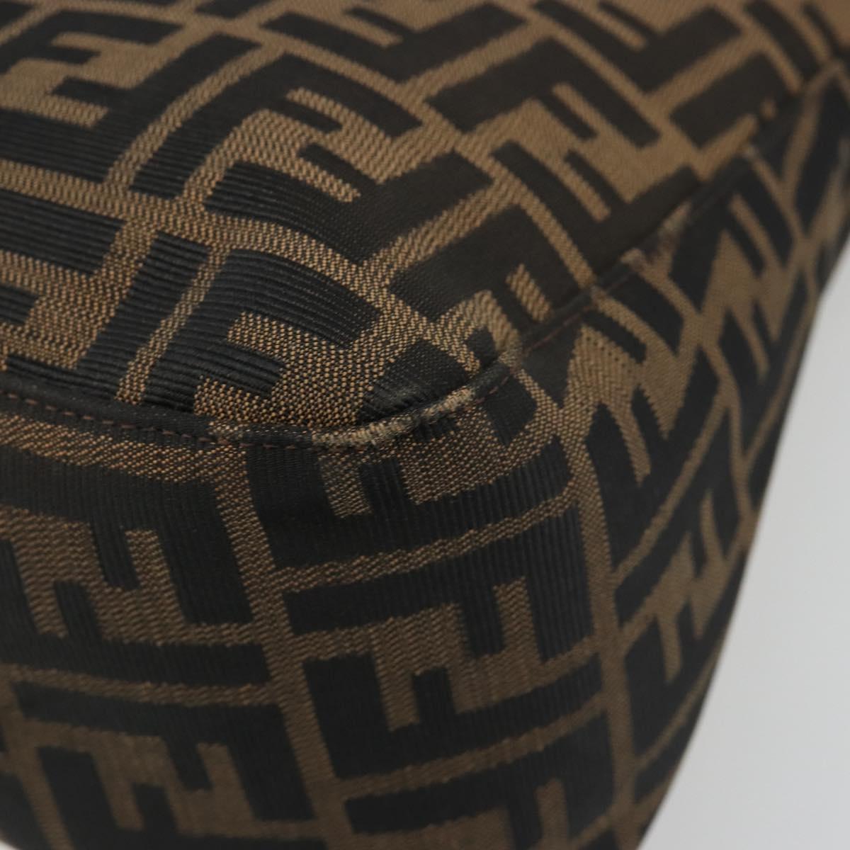 FENDI Zucca Canvas Mamma Baguette Shoulder Bag Black Brown Auth BA13529V