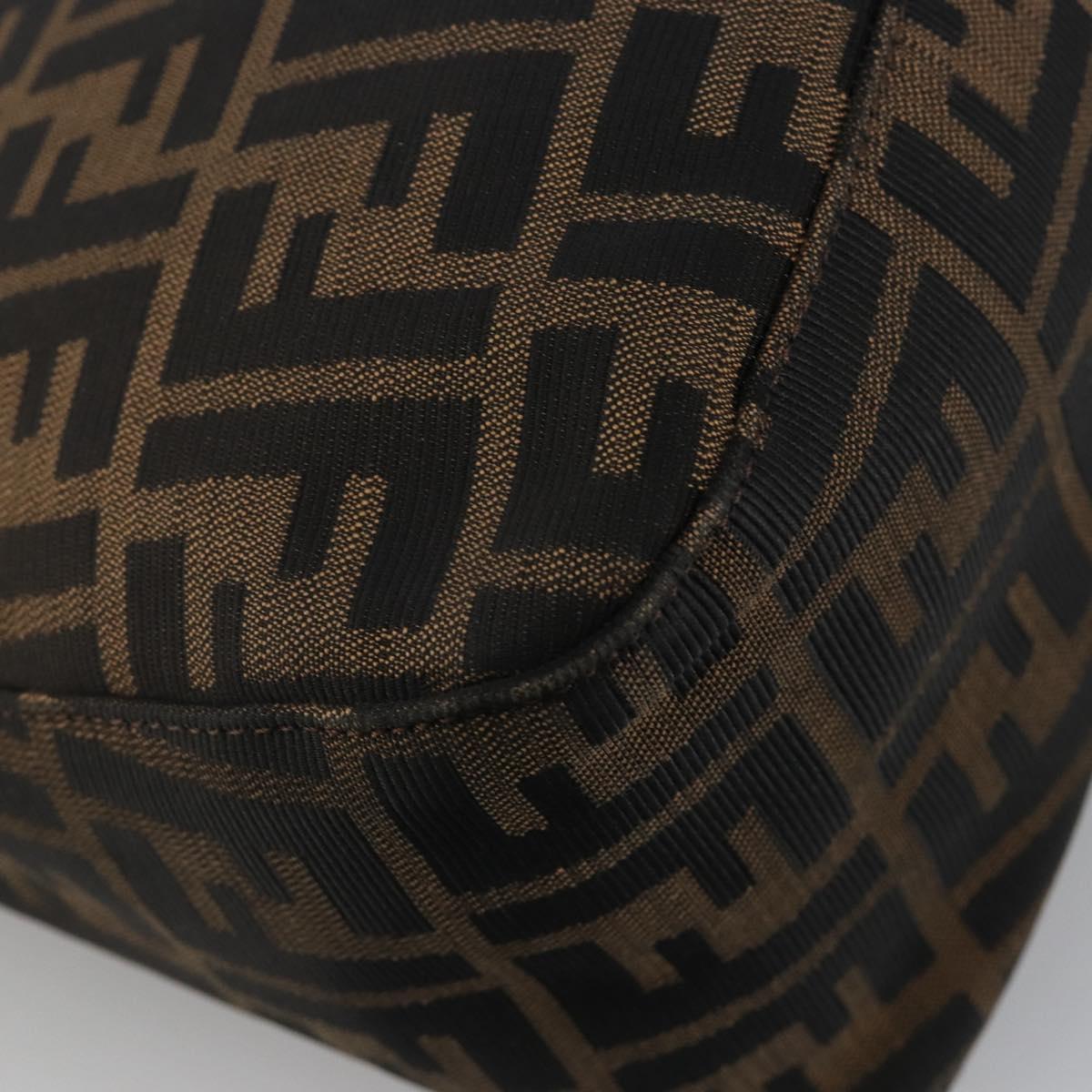 FENDI Zucca Canvas Mamma Baguette Shoulder Bag Black Brown Auth BA13529V