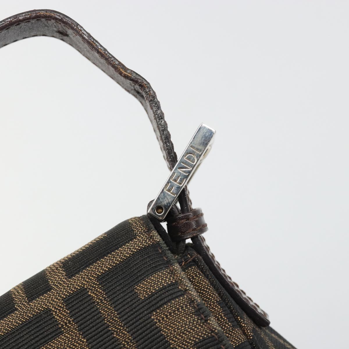 FENDI Zucca Canvas Mamma Baguette Shoulder Bag Black Brown Auth BA13529V