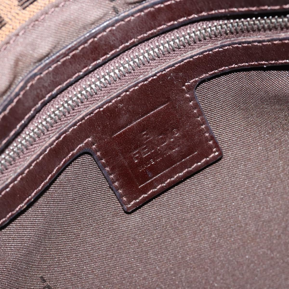 FENDI Zucca Canvas Mamma Baguette Shoulder Bag Black Brown Auth BA13529V