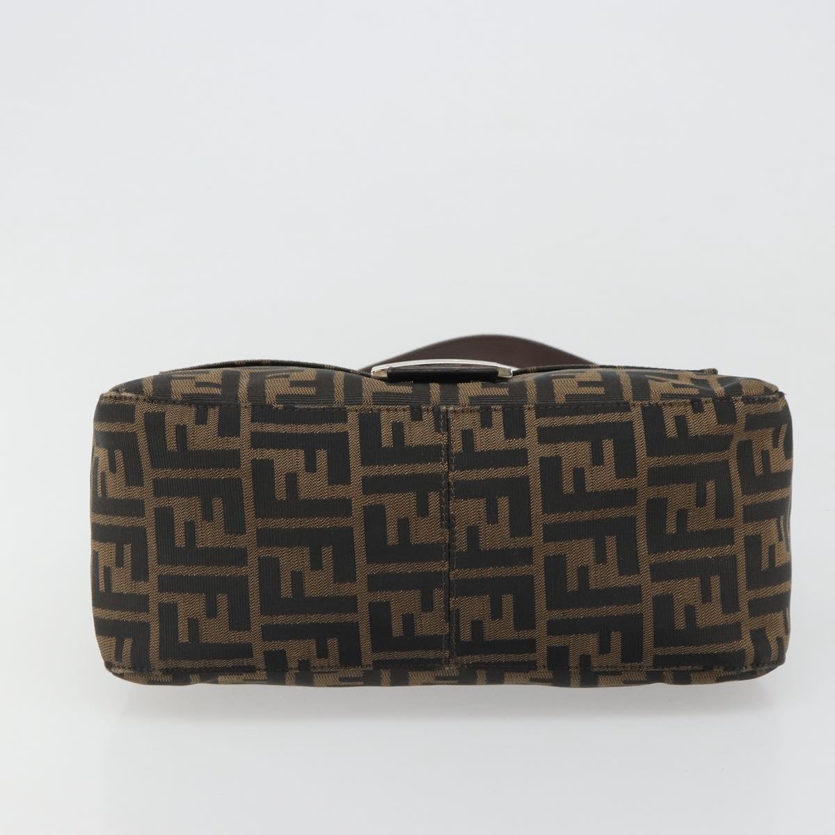 FENDI Zucca Canvas Mamma Baguette Shoulder Bag Black Brown Auth BA13529V