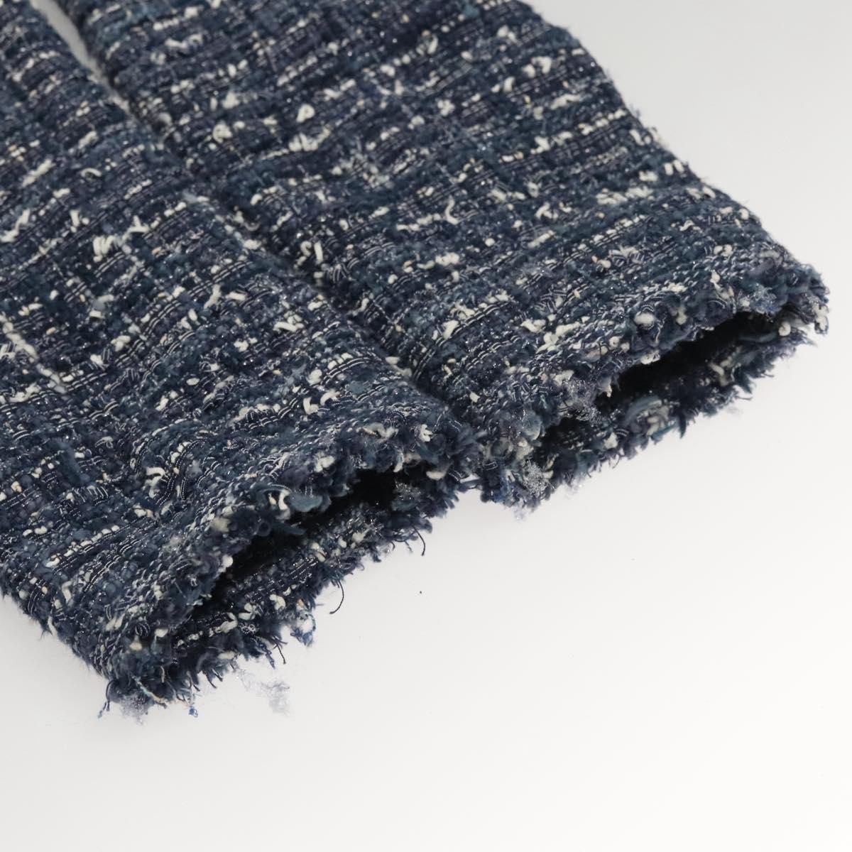 CHANEL Jacket 34 Jacket Tweed 34 Blue CC Auth BA1352AM