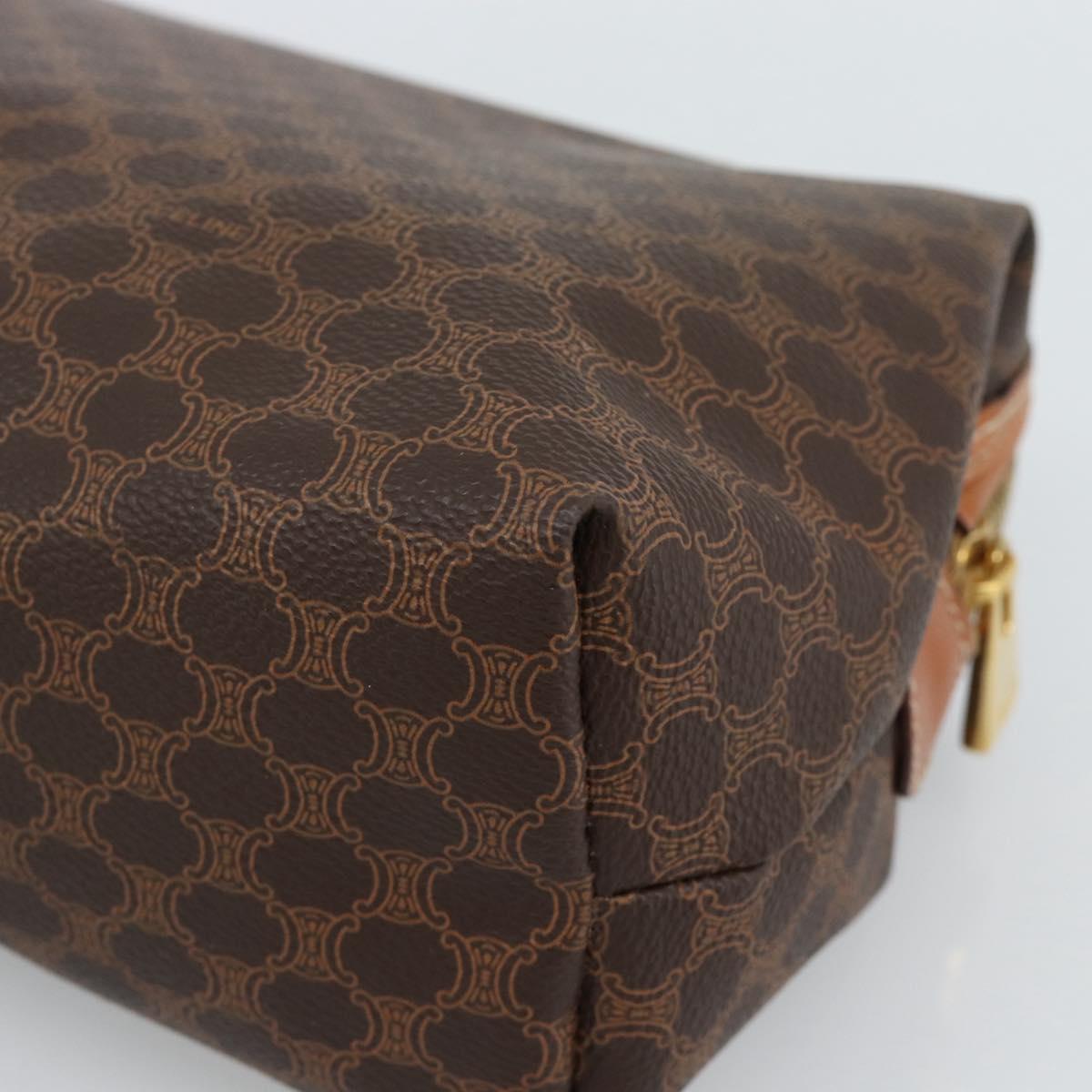 CELINE Macadam Canvas Clutch Bag PVC Leather Brown Gold Auth BA13530V