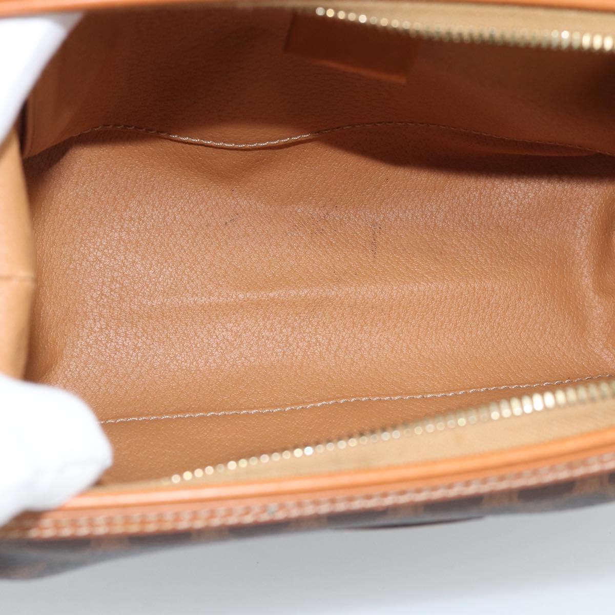 CELINE Macadam Canvas Clutch Bag PVC Leather Brown Gold Auth BA13530V