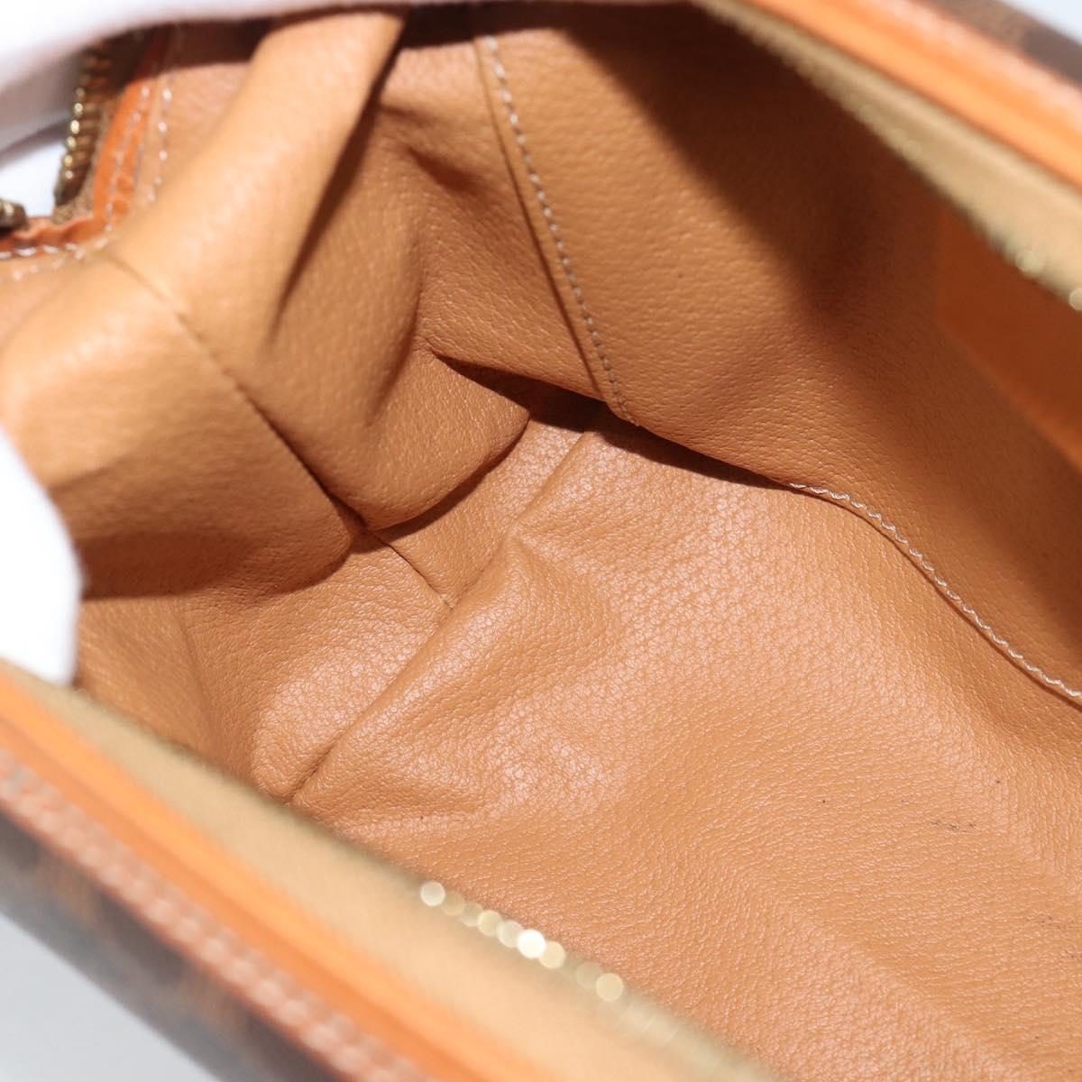 CELINE Macadam Canvas Clutch Bag PVC Leather Brown Gold Auth BA13530V