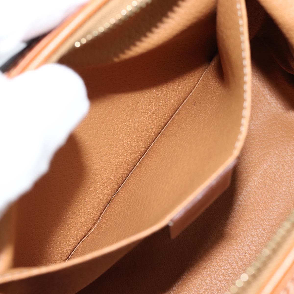 CELINE Macadam Canvas Clutch Bag PVC Leather Brown Gold Auth BA13530V