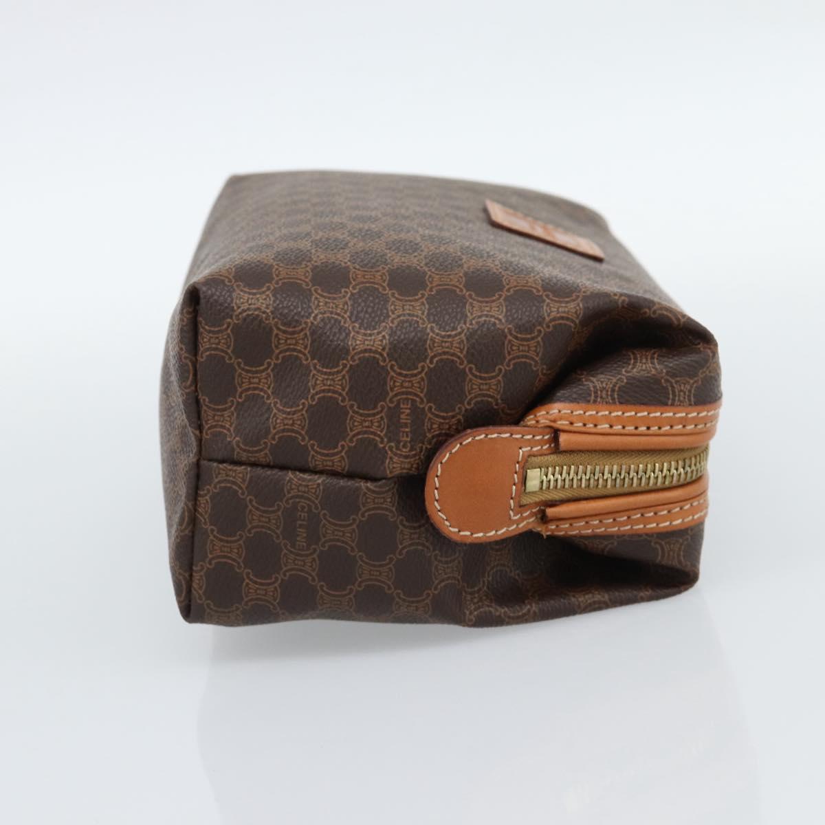 CELINE Macadam Canvas Clutch Bag PVC Leather Brown Gold Auth BA13530V