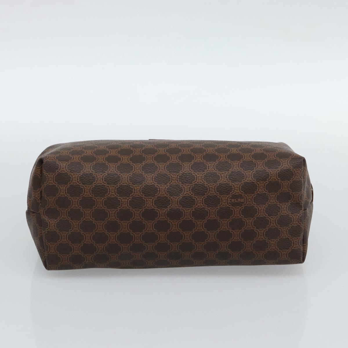 CELINE Macadam Canvas Clutch Bag PVC Leather Brown Gold Auth BA13530V