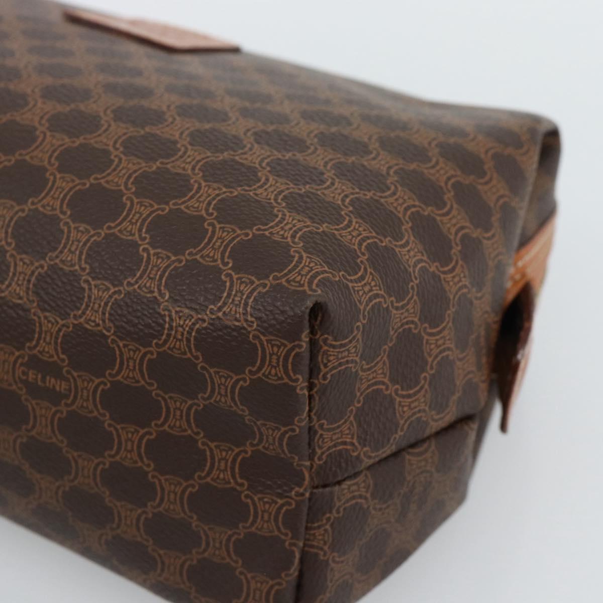 CELINE Macadam Canvas Clutch Bag PVC Leather Brown Gold Auth BA13530V