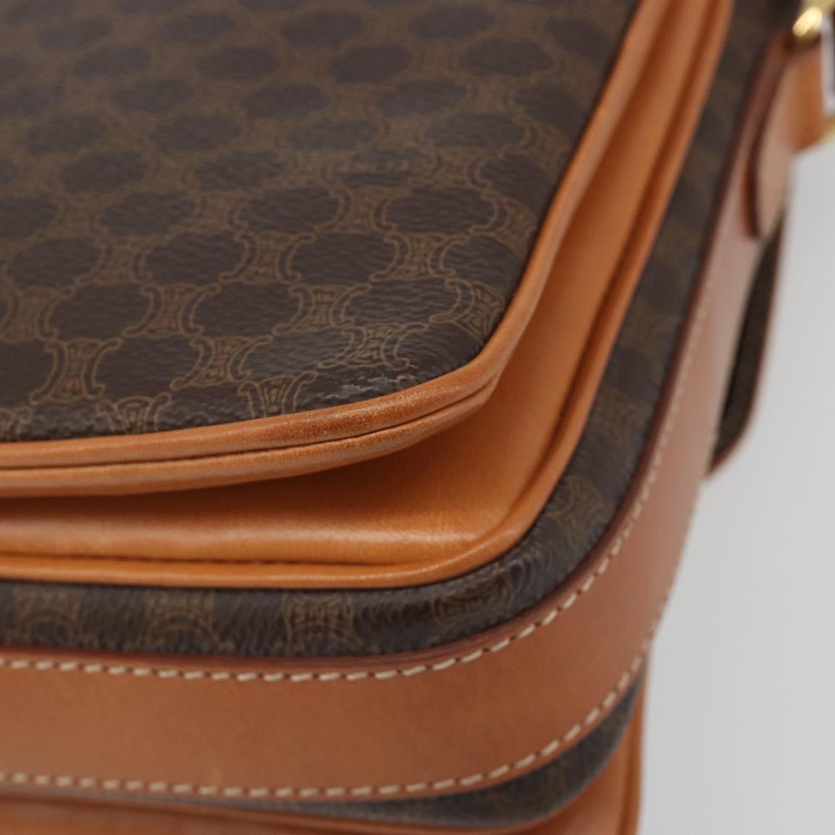 CELINE Macadam Canvas Shoulder Bag PVC Leather Brown Gold Auth BA13531V