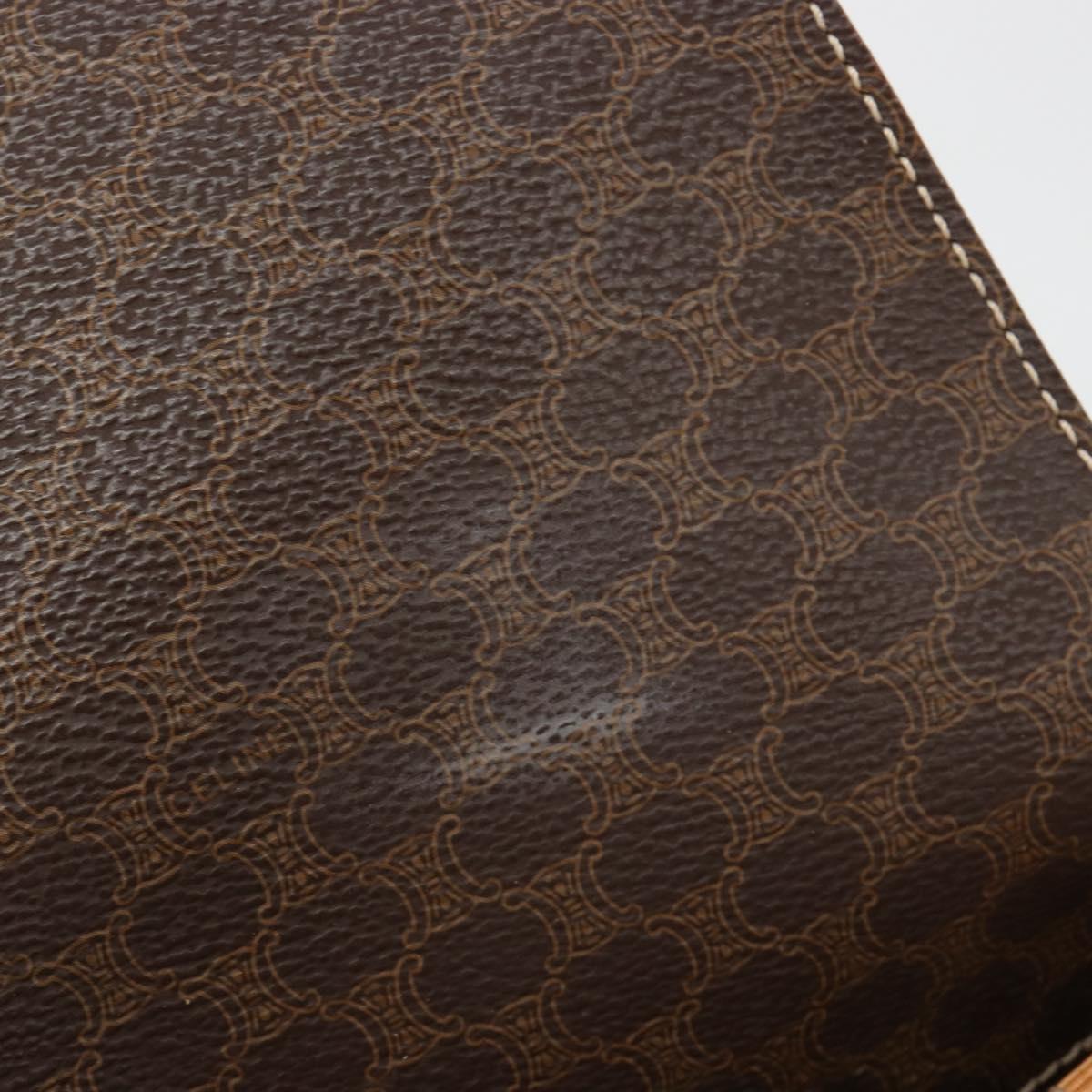 CELINE Macadam Canvas Shoulder Bag PVC Leather Brown Gold Auth BA13531V