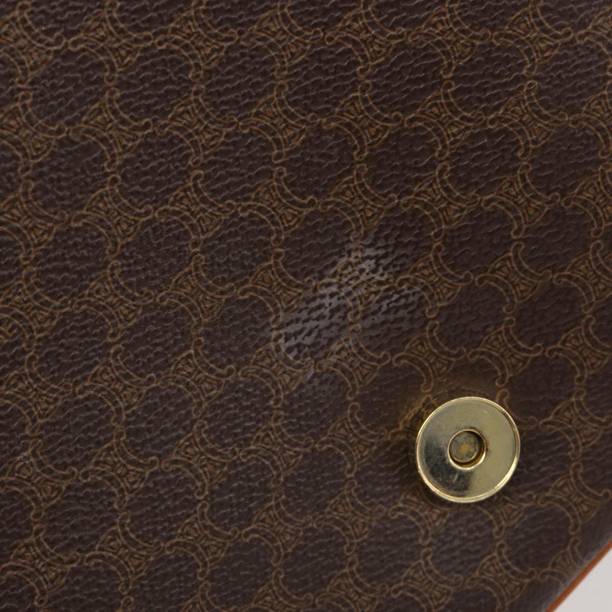 CELINE Macadam Canvas Shoulder Bag PVC Leather Brown Gold Auth BA13531V