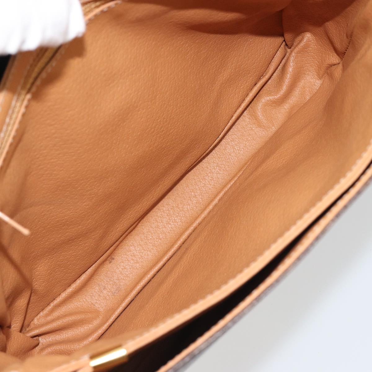 CELINE Macadam Canvas Shoulder Bag PVC Leather Brown Gold Auth BA13531V