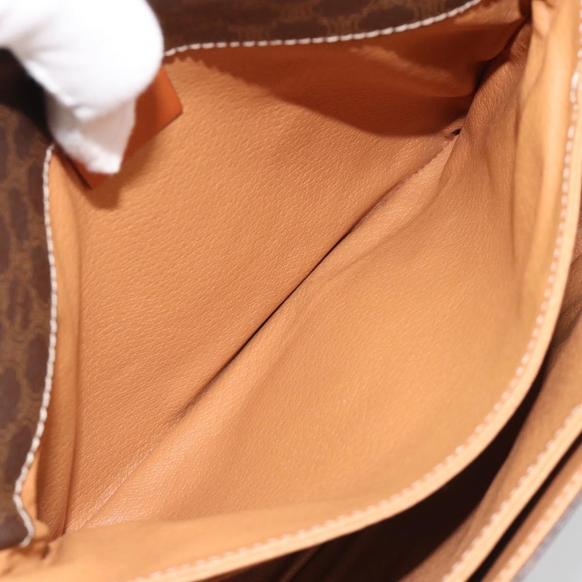 CELINE Macadam Canvas Shoulder Bag PVC Leather Brown Gold Auth BA13531V