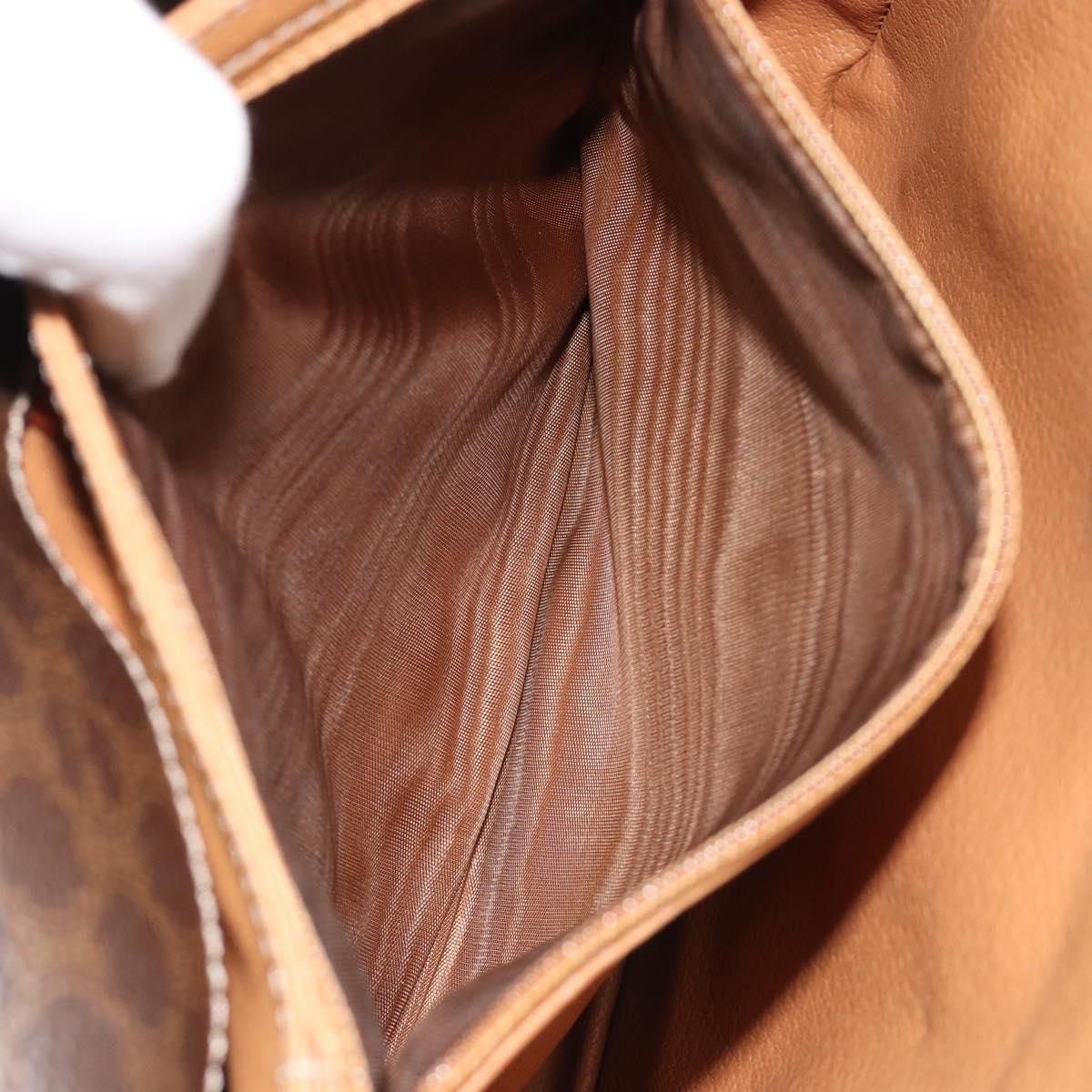 CELINE Macadam Canvas Shoulder Bag PVC Leather Brown Gold Auth BA13531V