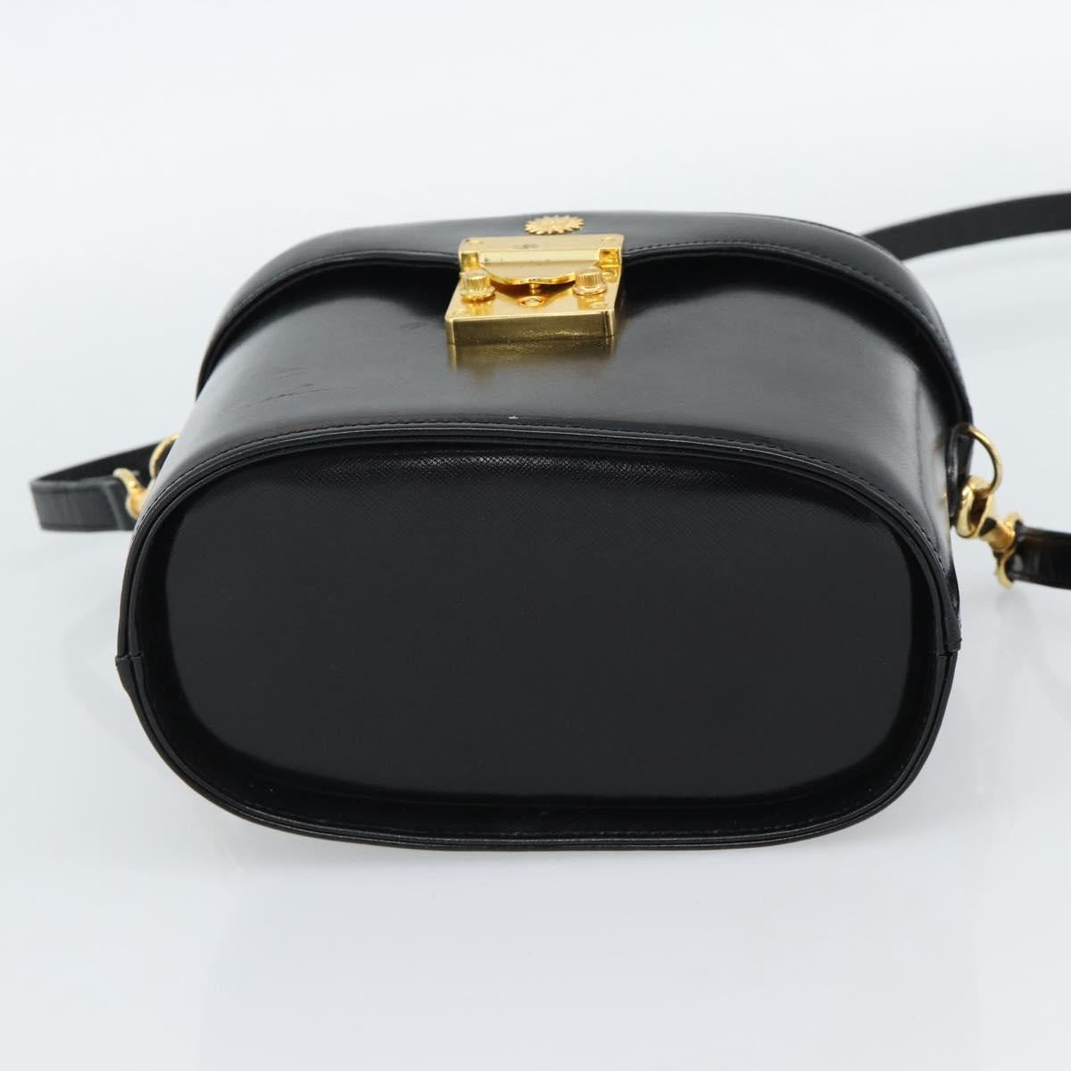 Gianni Versace Hand Bag Leather 2way Black Gold Auth BA13533A