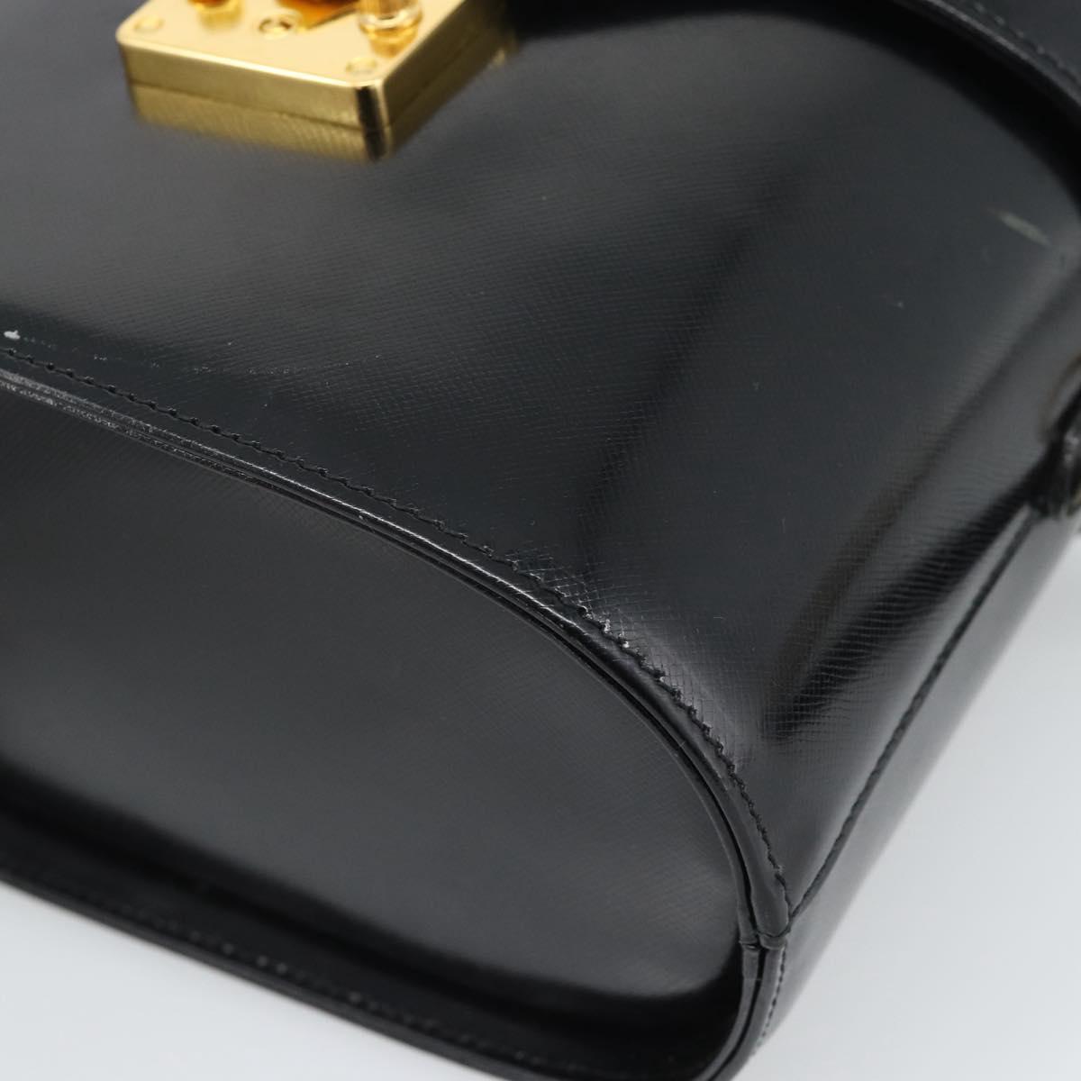 Gianni Versace Hand Bag Leather 2way Black Gold Auth BA13533A