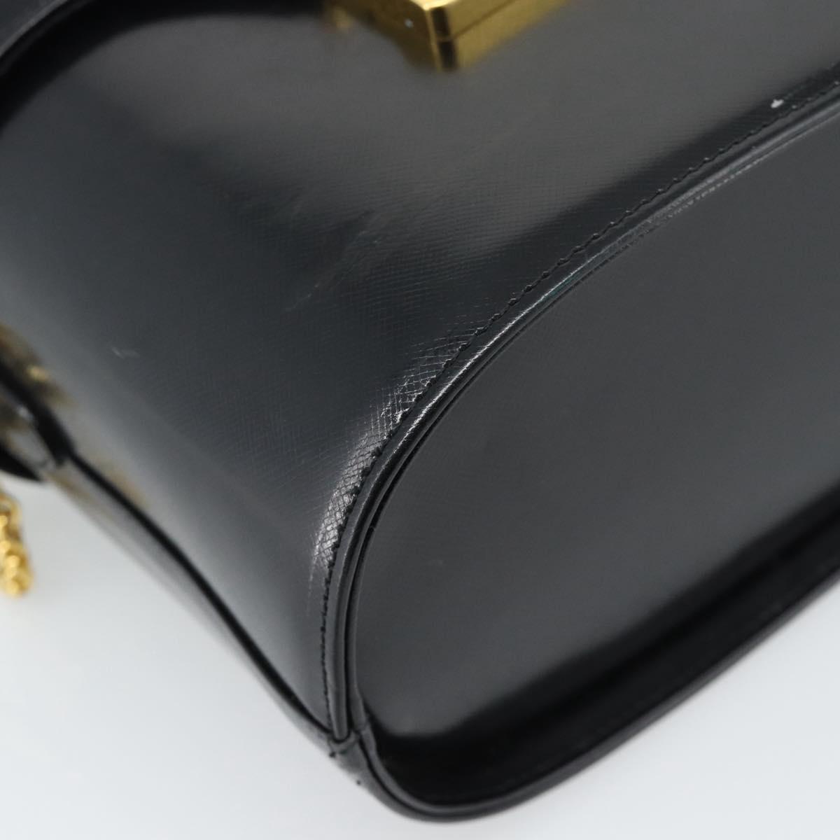 Gianni Versace Hand Bag Leather 2way Black Gold Auth BA13533A