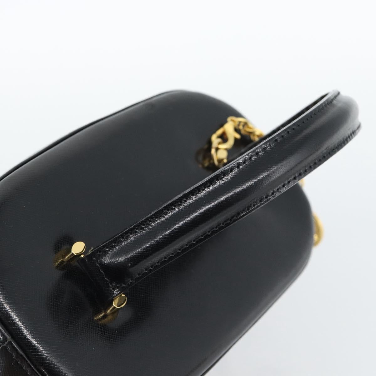 Gianni Versace Hand Bag Leather 2way Black Gold Auth BA13533A