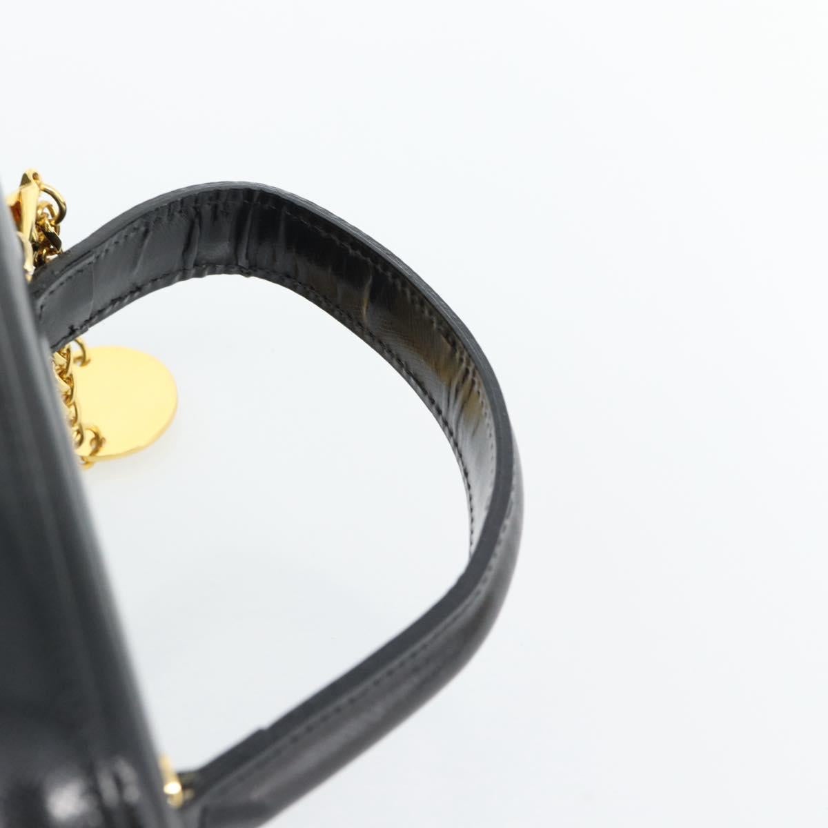 Gianni Versace Hand Bag Leather 2way Black Gold Auth BA13533A