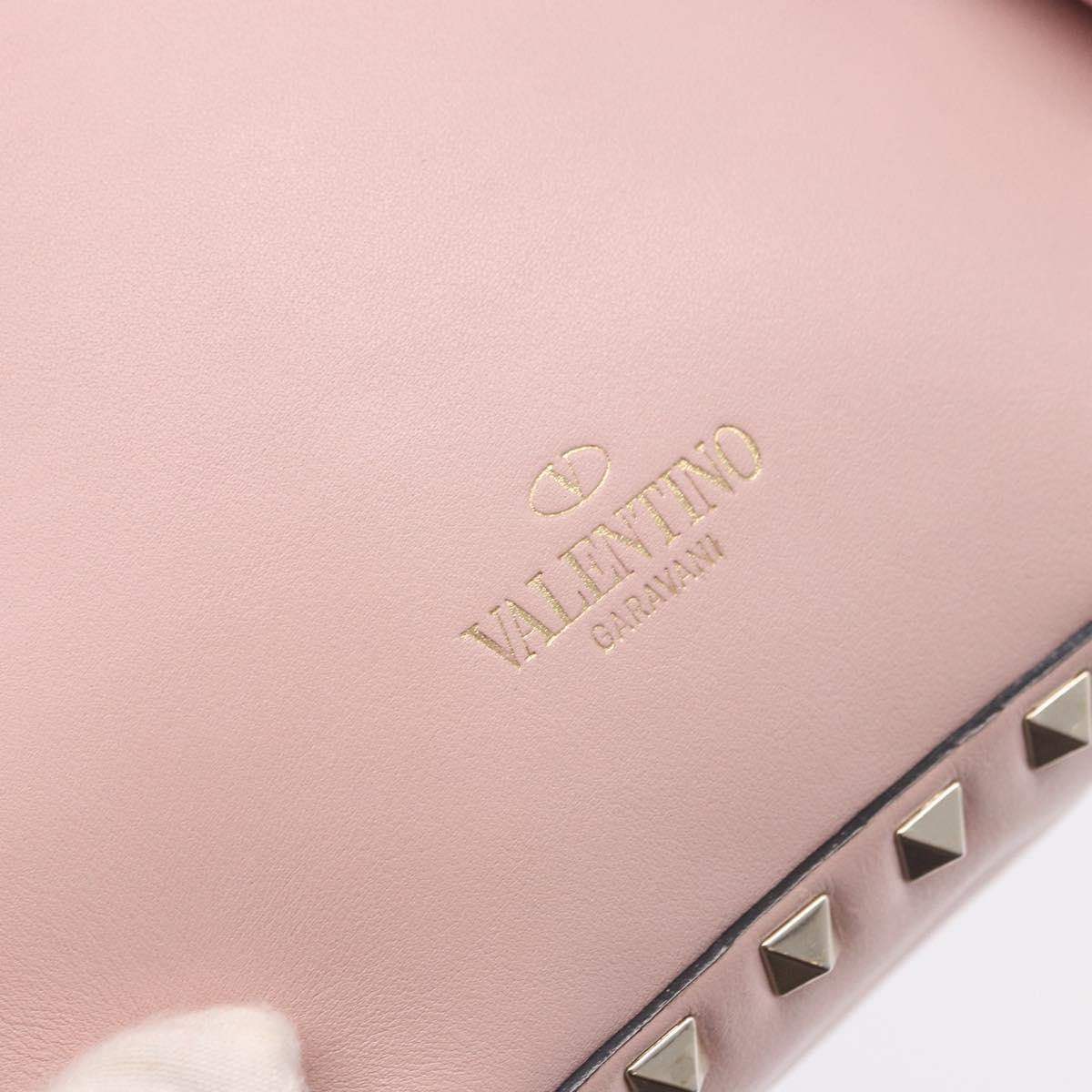 VALENTINO Studs Backpack Leather Pink Gold Auth BA13535