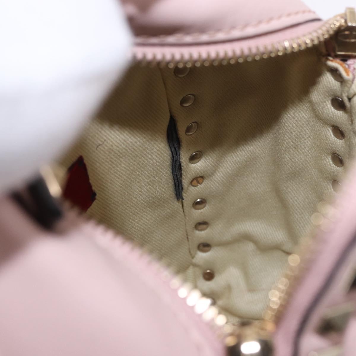 VALENTINO Studs Backpack Leather Pink Gold Auth BA13535