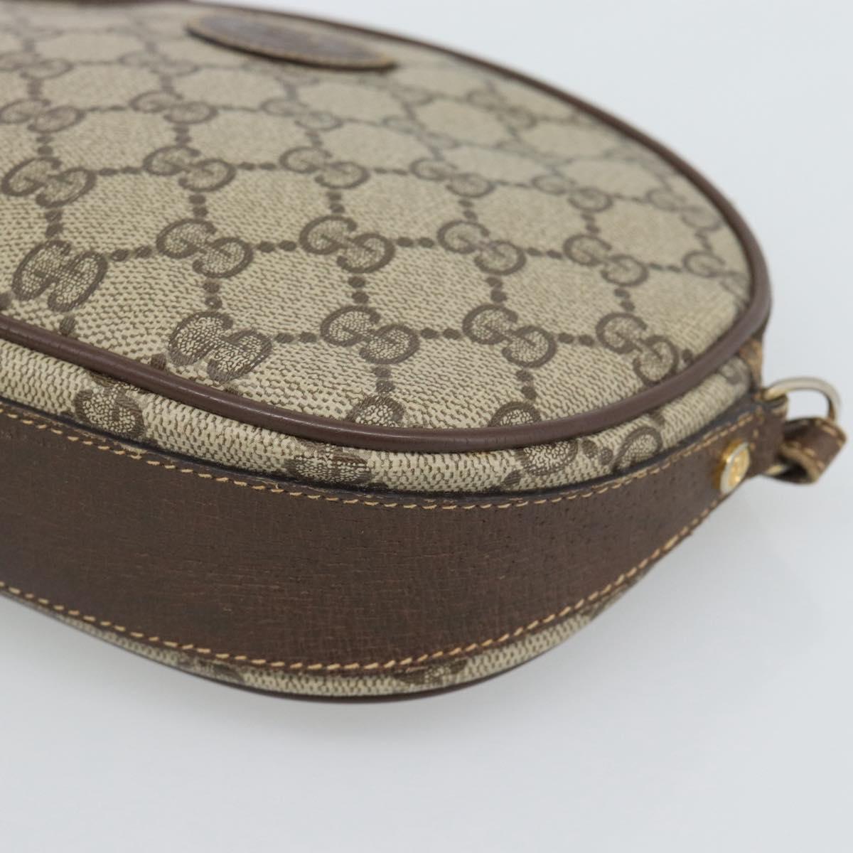 GUCCI GG Supreme Shoulder Bag PVC Beige Gold Auth BA13536