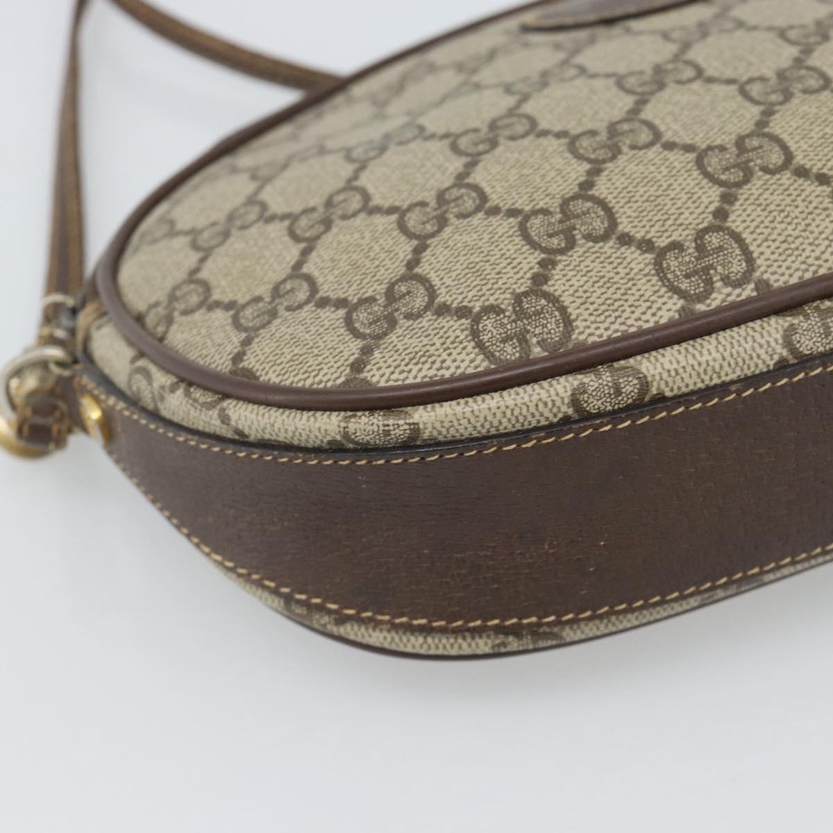 GUCCI GG Supreme Shoulder Bag PVC Beige Gold Auth BA13536