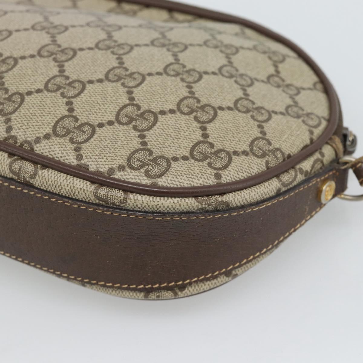 GUCCI GG Supreme Shoulder Bag PVC Beige Gold Auth BA13536