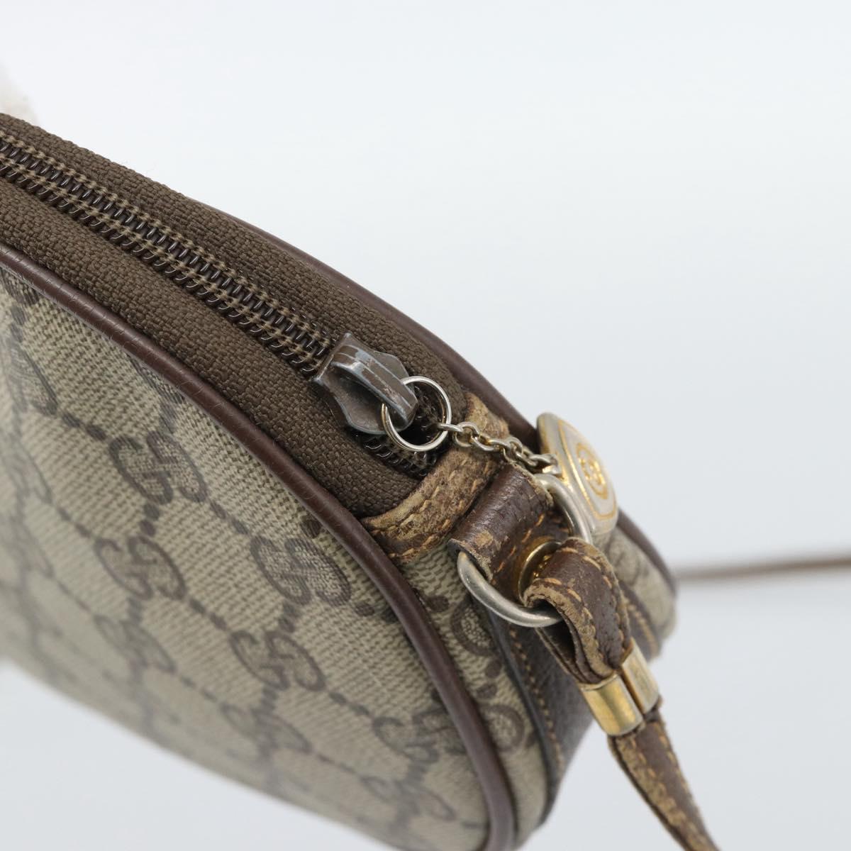 GUCCI GG Supreme Shoulder Bag PVC Beige Gold Auth BA13536