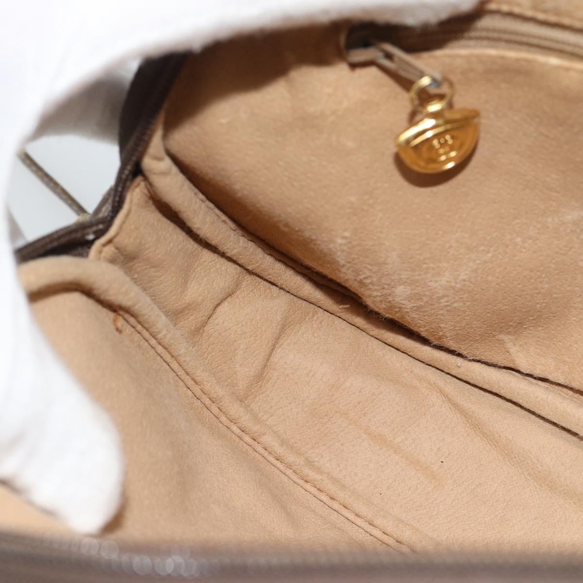 GUCCI GG Supreme Shoulder Bag PVC Beige Gold Auth BA13536