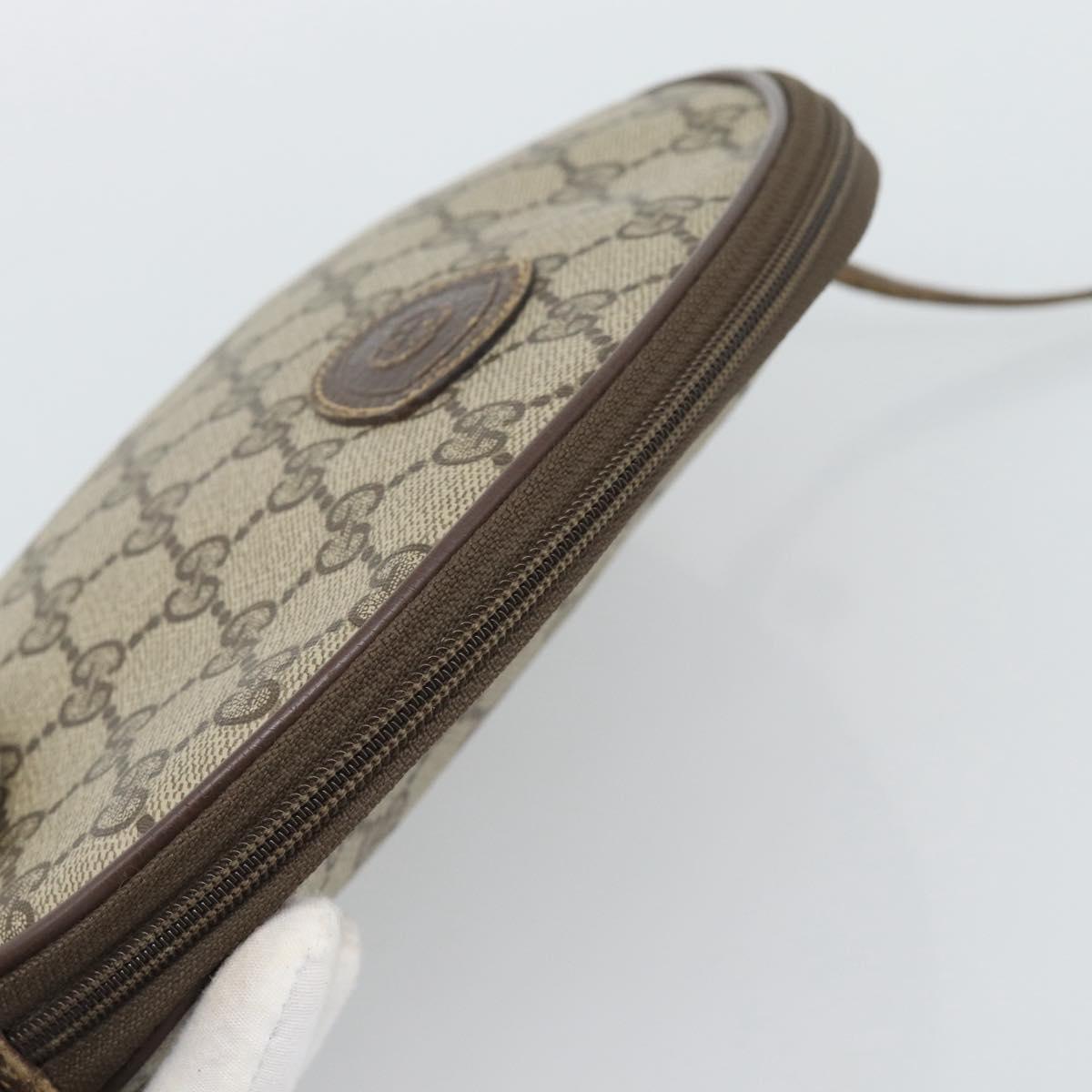 GUCCI GG Supreme Shoulder Bag PVC Beige Gold Auth BA13536