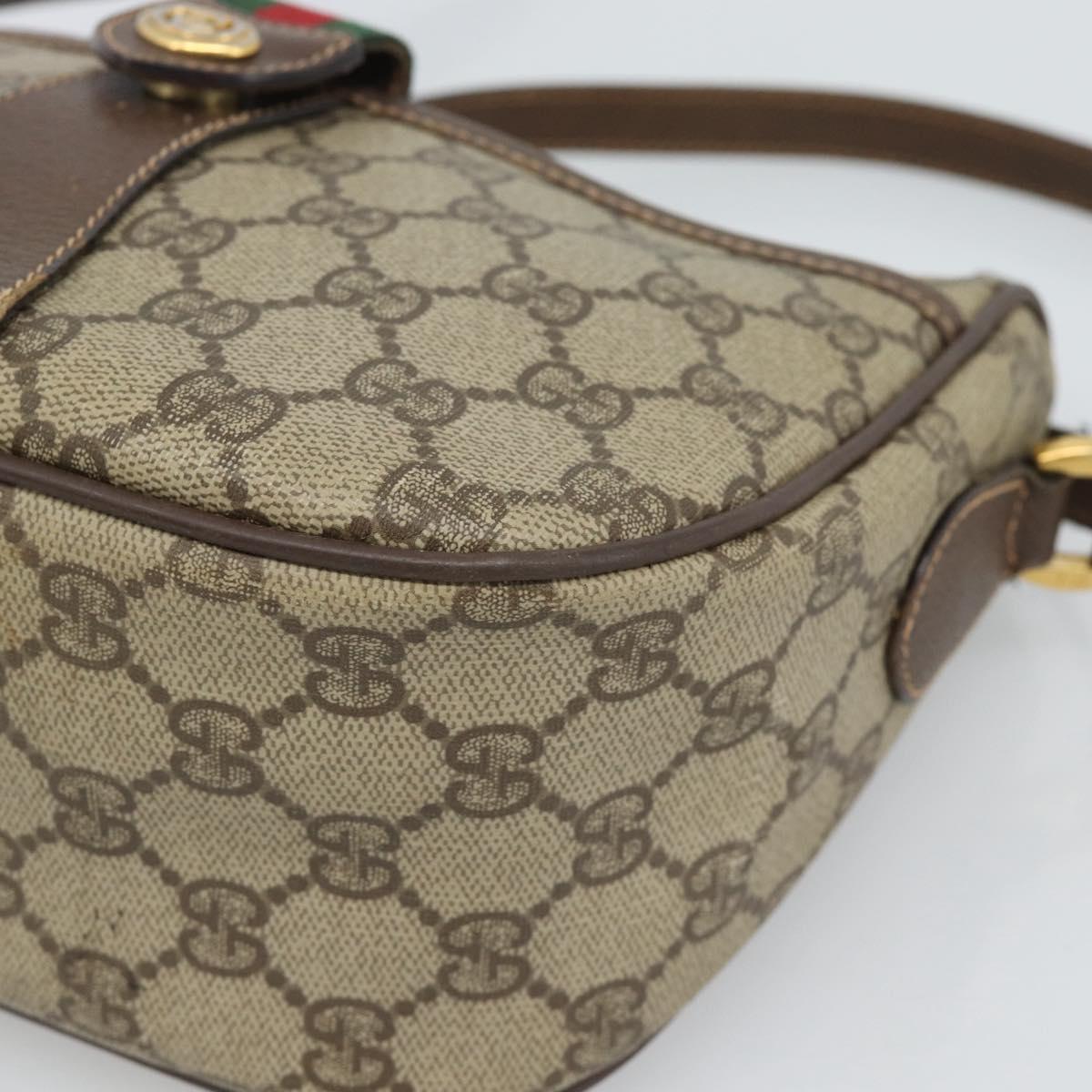 GUCCI GG Supreme Web Sherry Line Bag PVC Beige Gold 89 02 032 Auth BA13538