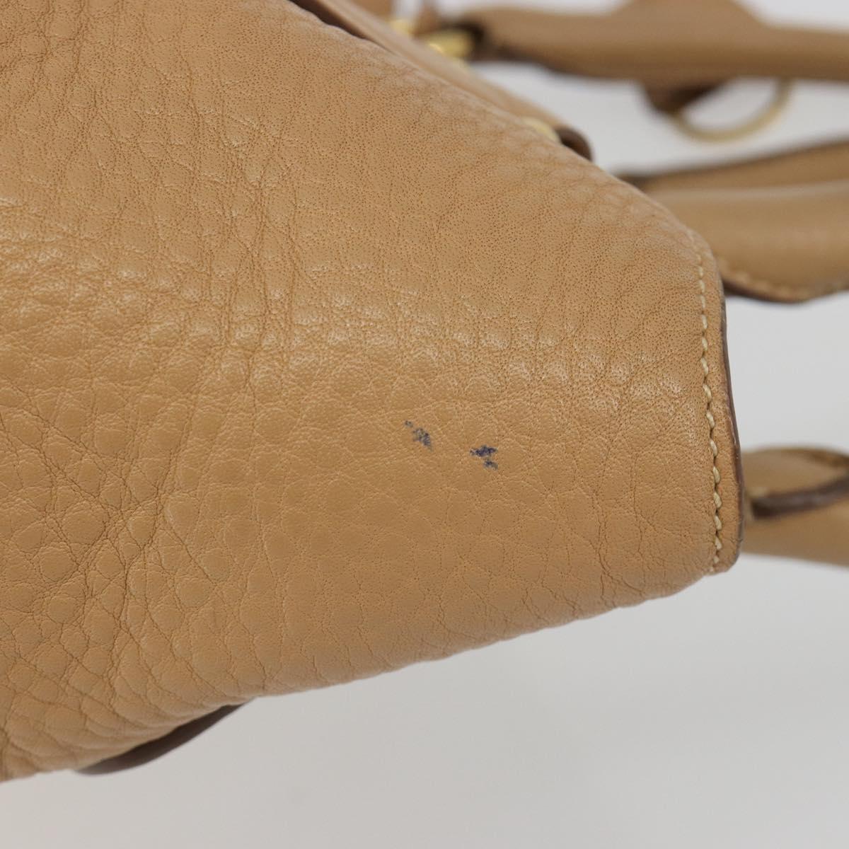PRADA Hand Bag Leather Brown Gold Auth BA13540A