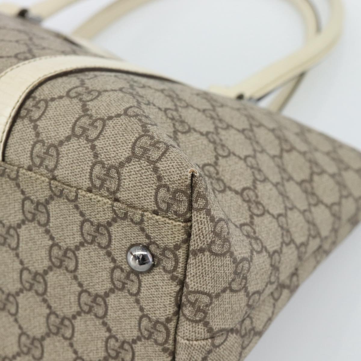 GUCCI GG Supreme Tote Bag PVC Beige Silver 114595 Auth BA13541